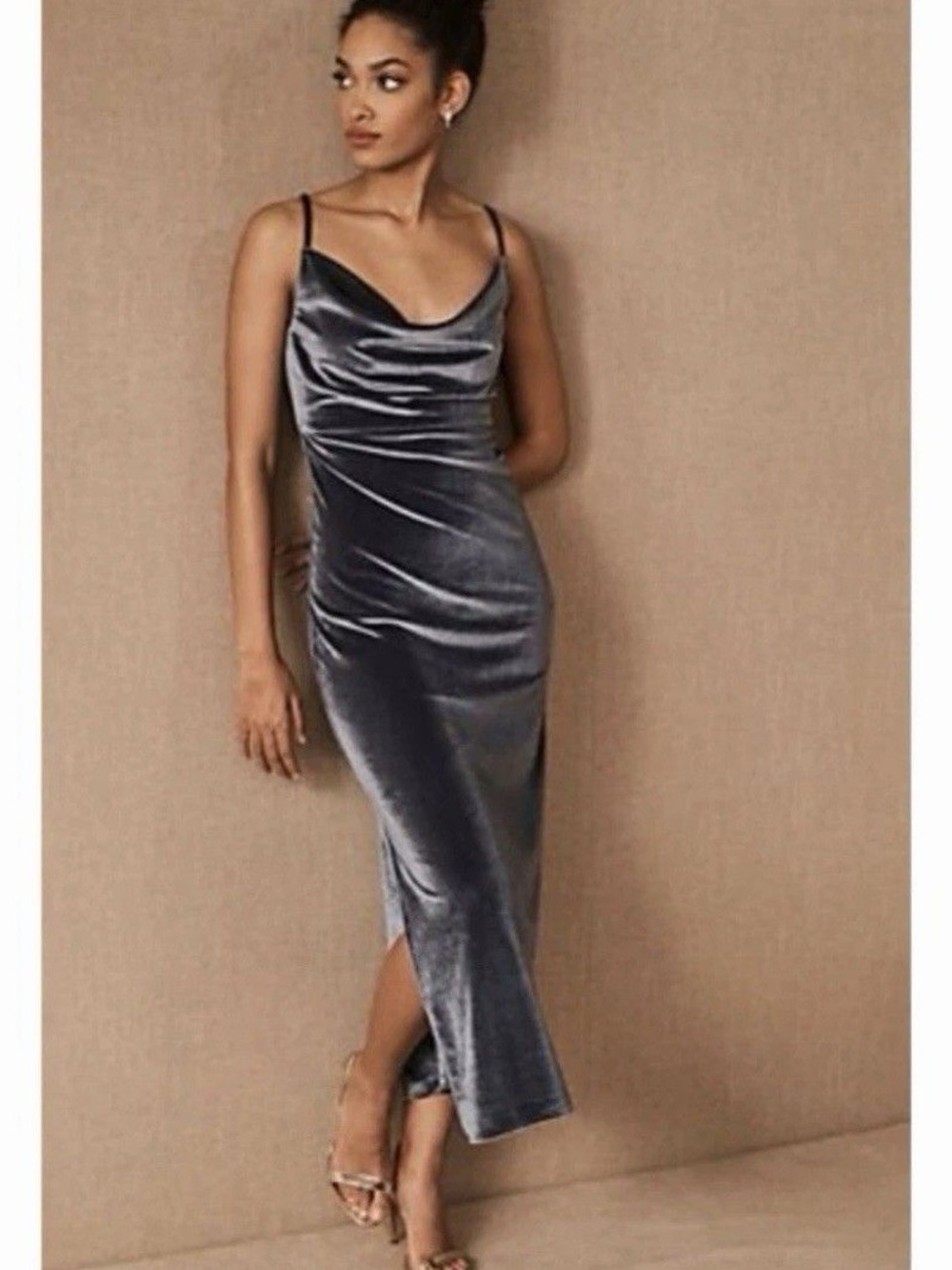 NWT BHLDN Anthropologie Nasha Velvet Midi Maxi Dress Cowl Neck